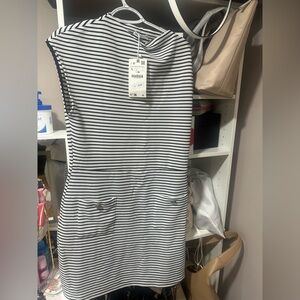 Zara Black and White Striped Mini Dress